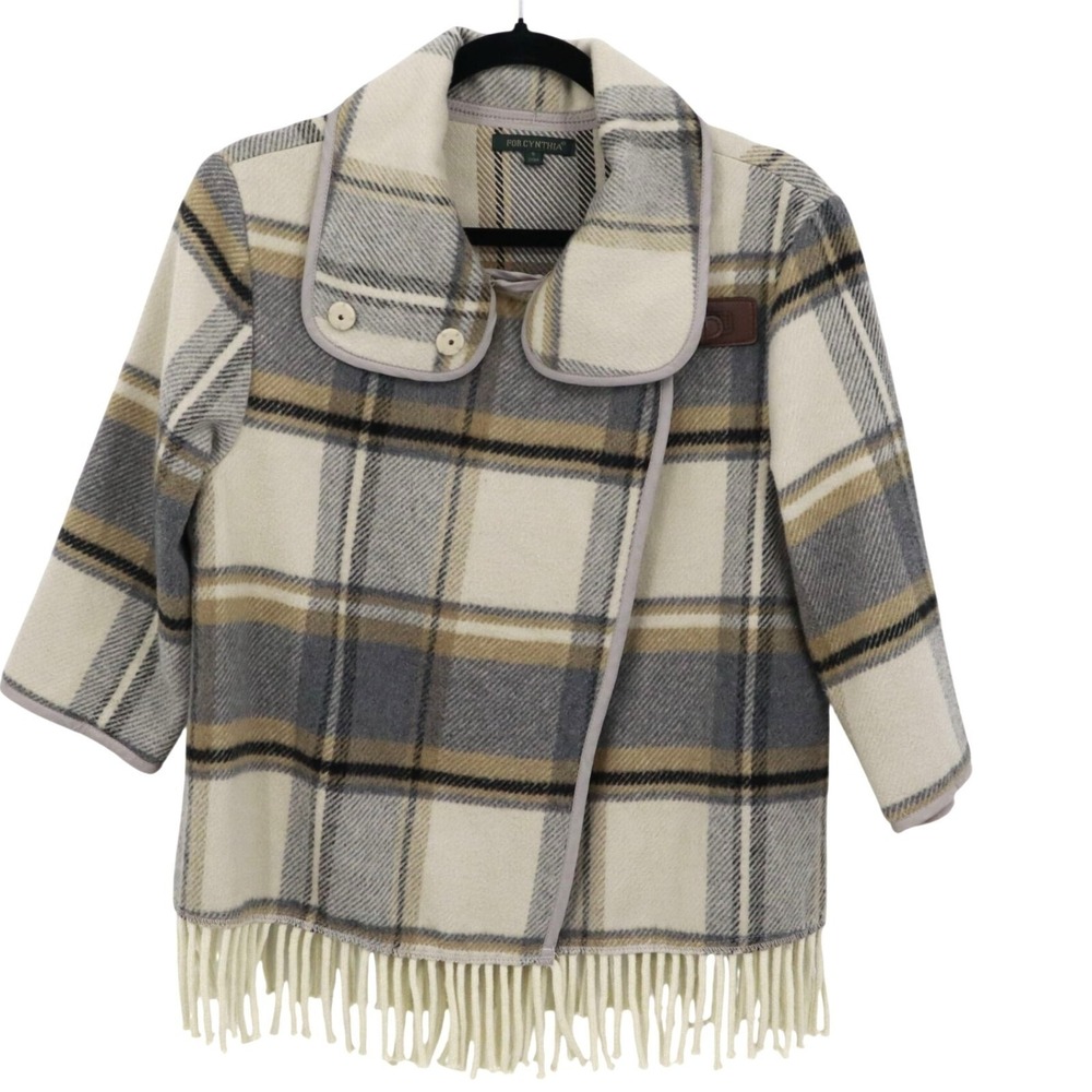 For Cynthia Wool Coat Womens S Beige Rich‎ Auntie Core Twee Classic Country Club